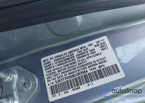 2011 Honda Accord Crosstour Ex-L из США, поврежденный, VIN 5J6TF2H50BL003564